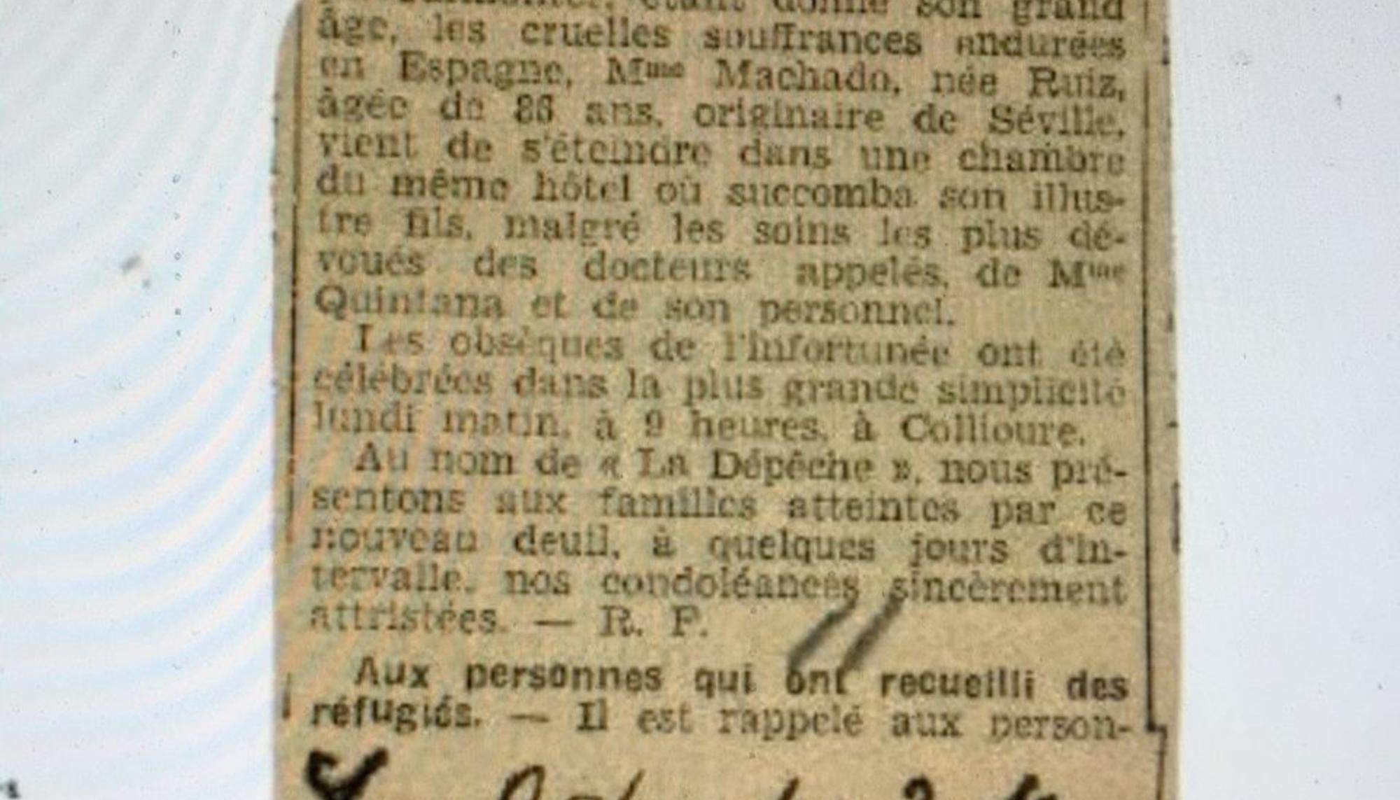 Noticia del funeral por Ana Ruiz